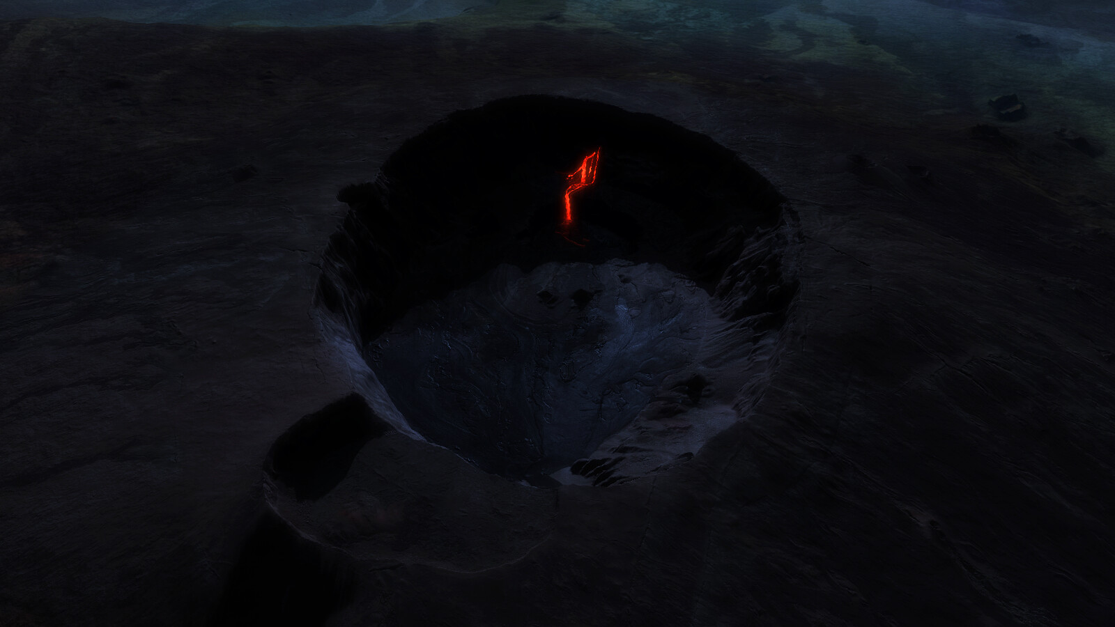 The crater by night